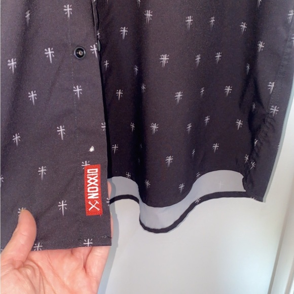 Men’s DIXXON Black Casual Button Down Shirt with Subtle Pattern - Picture 2 of 4